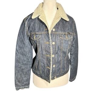 Buffalo Faux Fur Quilt Lined Denim Retro Trucker Jacket Women Size Small